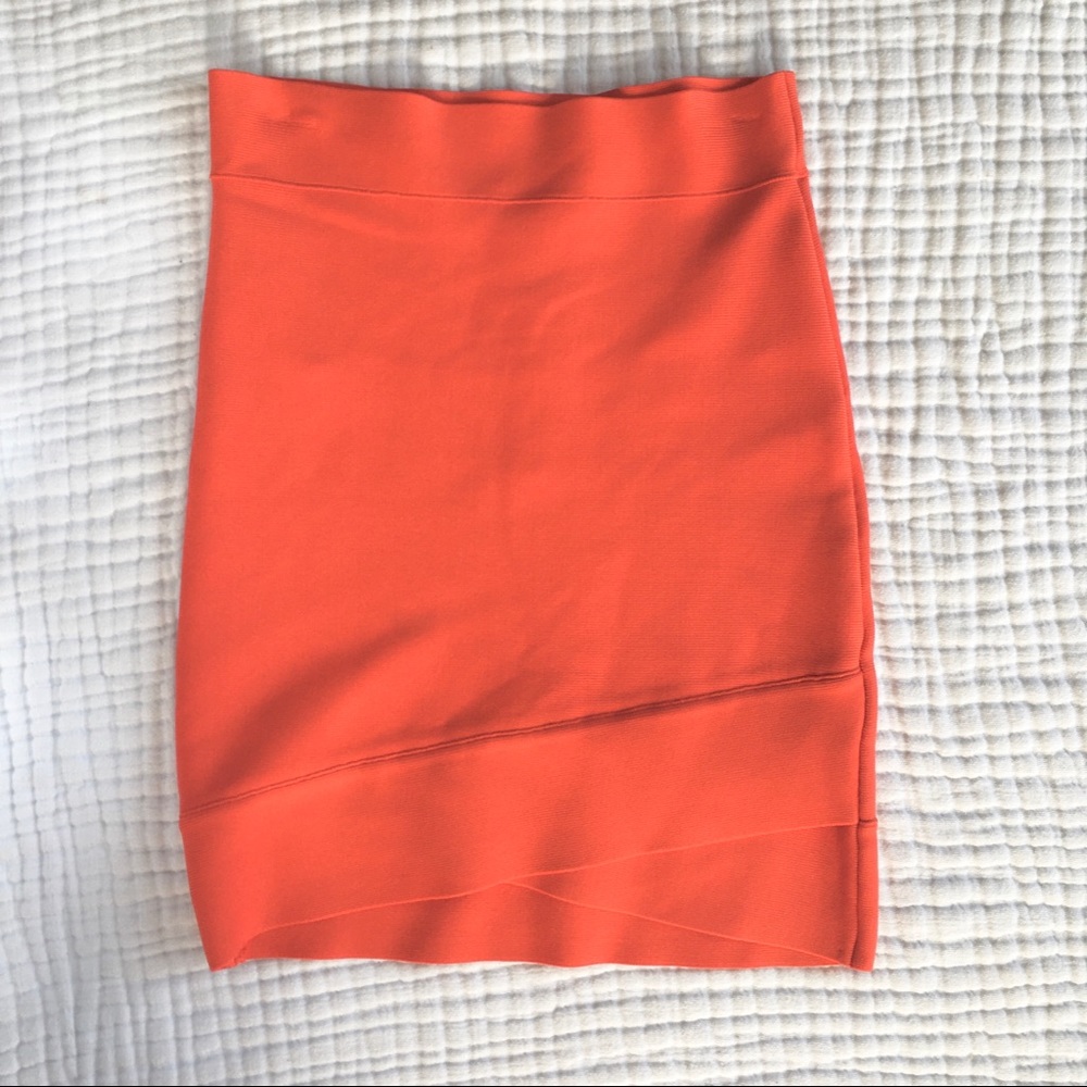 BCBG Maxazria Orange Bodycon Pencil Skirt M